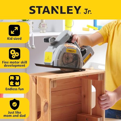 ستانلي جونيور منشار دائري تديره البطارية-أداة لعب تظاهر واقعية للأطفال | الأضواء والأصوات والشفرة الدوارة | الأعمار 3+ | يشمل البطاريات in Kuwait