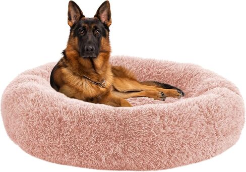 URGVANZ PET سرير مضاد للقلق للكلاب، سرير كلب مهدئ للكلاب المتوسطة، سرير كلب قطيفة، سرير ناعم للحيوانات الأليفة قابل للغسل، معانق دائري رقيق مقاس 27.5 بوصة رمادي in Kuwait