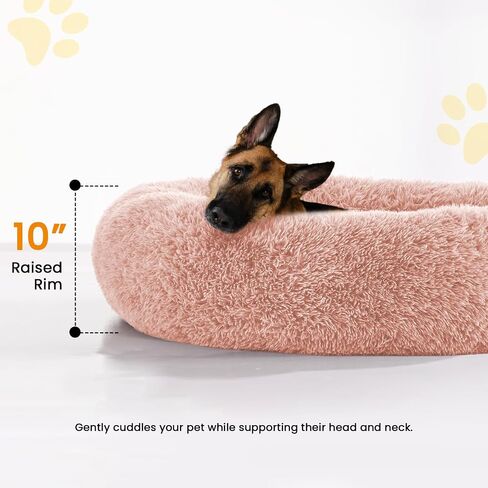 URGVANZ PET سرير مضاد للقلق للكلاب، سرير كلب مهدئ للكلاب المتوسطة، سرير كلب قطيفة، سرير ناعم للحيوانات الأليفة قابل للغسل، معانق دائري رقيق مقاس 27.5 بوصة رمادي in Kuwait