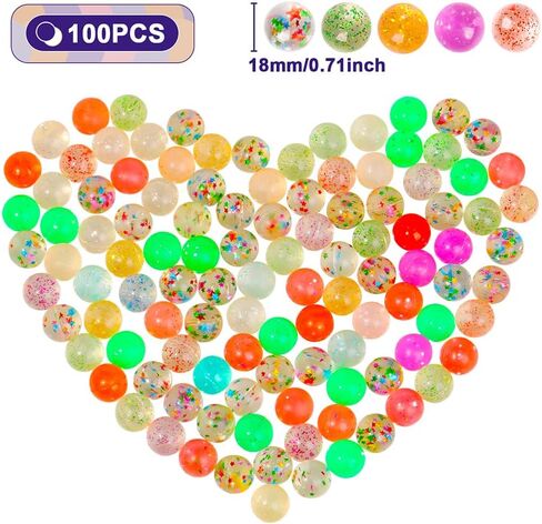 100pcs كرات رخامية ملونة صغيرة مع صناديق الهدايا ألوان مختلطة كرات نطاط لصالح حفلات الأطفال ، جوائز الكرنفال ، هدية أعياد الميلاد (18 مم/ 0.71 بوصة) in Kuwait
