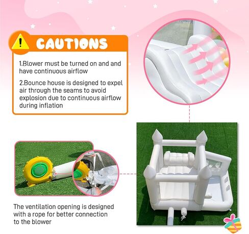 منزل ترتد أبيض ، منزل ترتد داخلي قابل للنفخ للأطفال 3-6 مع حفرة الكرة والشرائح ، قلعة نطاط في الهواء الطلق لحفل عيد ميلاد هدايا الفناء الخلفي in Kuwait