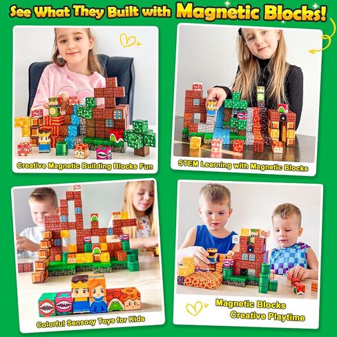Magnetic Blocks - 150PCS Magnetic Board Building Toys for Boys Age 3-5 4-8 8-12, Kids Toys Build Mine Magnet World & Birthday Gifts for Kids Ages 3-12 in Kuwait