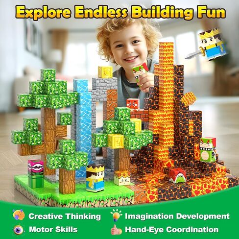 Magnetic Blocks - 150PCS Magnetic Board Building Toys for Boys Age 3-5 4-8 8-12, Kids Toys Build Mine Magnet World & Birthday Gifts for Kids Ages 3-12 in Kuwait