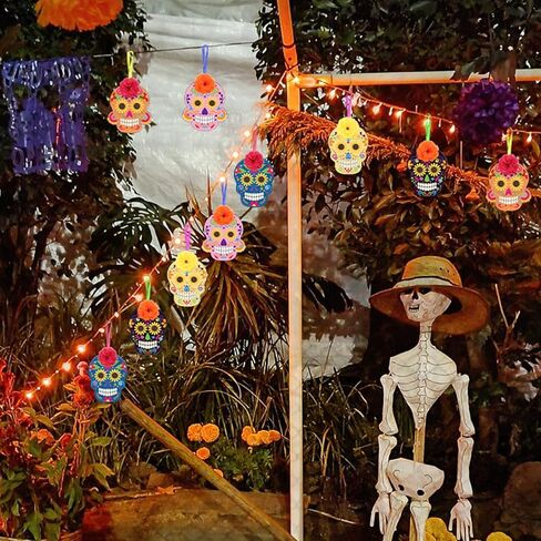 Fennoral 10 Pack Day of the Dead Craft Kits للأطفال تجعلك تملك Sugar Skull De de Los Muertos Ornament DIY تلوين الفنون والحرف الخشبية لصالح عيد الهالوين الإمدادات الزخرفية المكسيكية in Kuwait