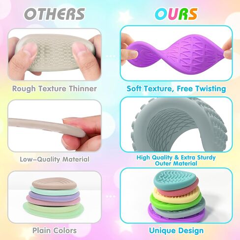 Fidget Toys for Kids Adults, 6Pcs Textured Sensory Stones for Autism ADHD Kids Calming，Silicone Worry Stones for Classroom Prizes Sensory Toys - Quiet Fidgets Toy for Students Anxiety Relief in Kuwait