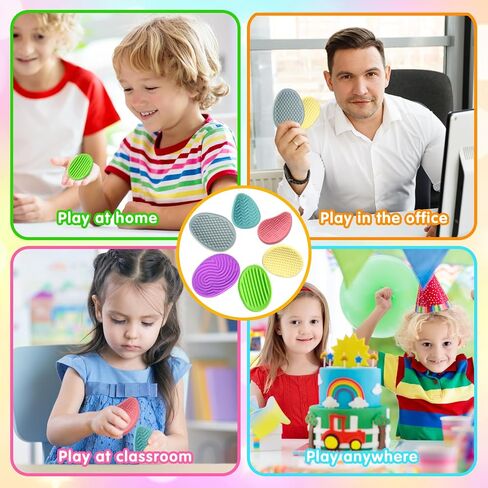Fidget Toys for Kids Adults, 6Pcs Textured Sensory Stones for Autism ADHD Kids Calming，Silicone Worry Stones for Classroom Prizes Sensory Toys - Quiet Fidgets Toy for Students Anxiety Relief in Kuwait