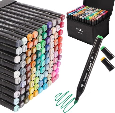 FROKO Alcohol Markers, 36 Colors Dual Tip Art Markers with Carrying Case, Drawing Marker, Coloring Marker for Kids Sketching Adult Coloring in Saudi Arabia