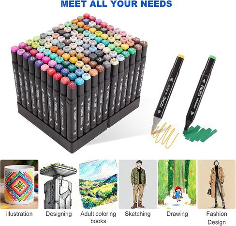 FROKO Alcohol Markers, 36 Colors Dual Tip Art Markers with Carrying Case, Drawing Marker, Coloring Marker for Kids Sketching Adult Coloring in Saudi Arabia