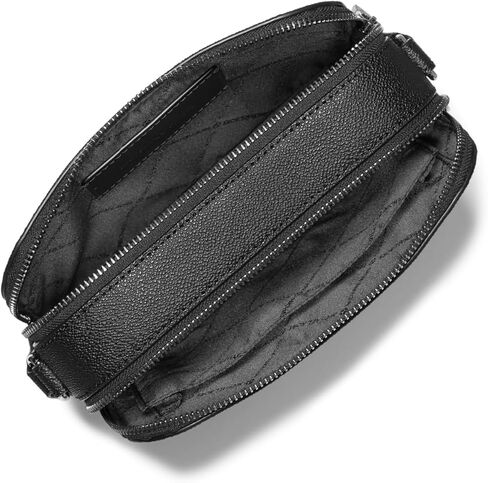 حقيبة كاميرا Michael Kors Hudson zip ، وأجهزة Gunmetal الخفيفة/بني/توقيع أسود in Saudi Arabia