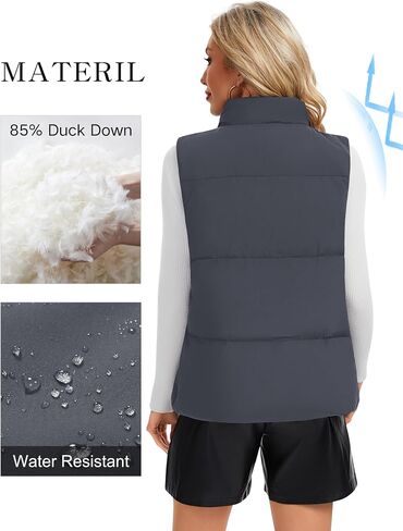 YUCOLEN Down Puffer Vest for Women Lightweight Warm Sleeveless Puffer Jacket 2024 Women Winter Trendy Puffy Vests in Saudi Arabia