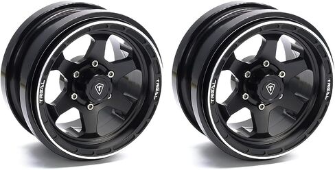 عجلات Treal SCX6 2.9 '' Beadlock Wheels (2) CNC Machined SCX6 ترقيات الأجزاء المتوافقة مع إطارات SCX6 المحورية 1/6 المقياس الصخور (التيتانيوم) in Kuwait