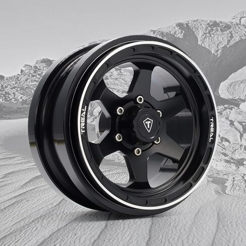 عجلات Treal SCX6 2.9 '' Beadlock Wheels (2) CNC Machined SCX6 ترقيات الأجزاء المتوافقة مع إطارات SCX6 المحورية 1/6 المقياس الصخور (التيتانيوم) in Kuwait