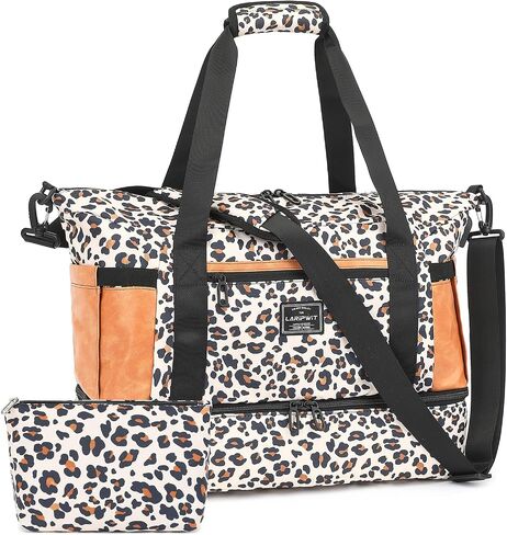 Duffle Bag for Travel Foldable Leopard Print Carry on Travel Bag, Small Medium Weekender Overnight Bags for Women, 40L Waterproof Sport Gym Bag for Men with Computer Compartment (Leopard print) in Saudi Arabia