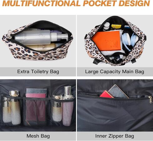Duffle Bag for Travel Foldable Leopard Print Carry on Travel Bag, Small Medium Weekender Overnight Bags for Women, 40L Waterproof Sport Gym Bag for Men with Computer Compartment (Leopard print) in Saudi Arabia