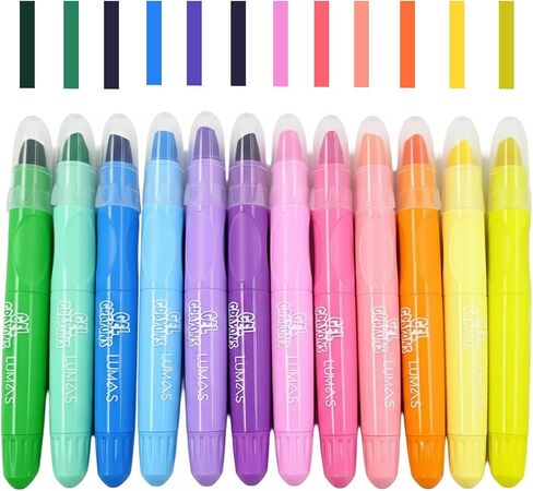 12 Colors Silky Gel Crayons, Twistable Crayons, Washable, Easy-Grip in Saudi Arabia