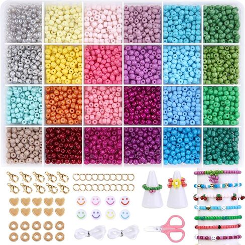4500pcs حبات البذور 24 ألوان 4 ملم جولة الخرز لسوار الصداقة صنع الخصر حبات قوس قزح صغيرة لصياغة DIY 6/0 in Kuwait