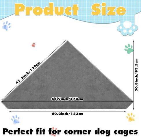 42.5 x 23.8 Inch Corner Crate Dog Bed Washable Dog Kennel Pad Furniture for Large Dogs Plush Crate Beds Pet Cage Sleeping Mat Pet Corner Side Table (Only Mat) in Saudi Arabia