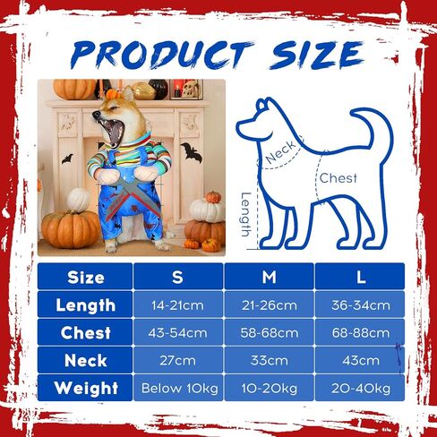 أزياء دمية دمية مميتة للحيوانات الأليفة ، والحيوانات الأليفة المضحكة Cosplay Cosplay Costume Halloween Dog Cloth Assume for Small Medium Express Dogs (Medium) in Kuwait