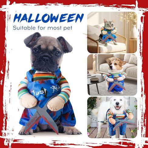أزياء دمية دمية مميتة للحيوانات الأليفة ، والحيوانات الأليفة المضحكة Cosplay Cosplay Costume Halloween Dog Cloth Assume for Small Medium Express Dogs (Medium) in Kuwait