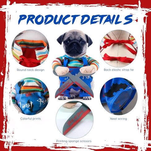 أزياء دمية دمية مميتة للحيوانات الأليفة ، والحيوانات الأليفة المضحكة Cosplay Cosplay Costume Halloween Dog Cloth Assume for Small Medium Express Dogs (Medium) in Kuwait