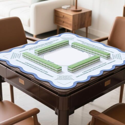 مجموعة حصيرة Chinoiserie Mahjong مع 1 حقيبة محمولة مضاد للضوضاء حصيرة ألعاب 31.5 × 31.5 بوصة ألعاب زرقاء Tablemat Mahjong هدايا غلاف الجدول متعدد الأغراض لألعاب بلاط اللوحة in Saudi Arabia