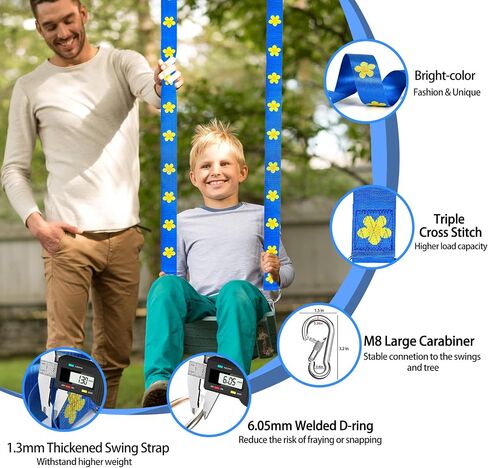 Safe Tree Swing Hanging Straps Kit, 3FT/10FT/15FT/20FT, Heavy Duty Holds 5500LBS Extra Long Adjustable Tree Swing Straps, Easy & Fast Way to Hang Any Swing or Hammock(20 FT) in Saudi Arabia
