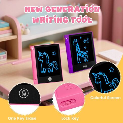 24 Pack 4.4 Inch Mini LCD Writing Tablet for Kids, Erasable and Reusable Toddler Doodle Board, Ideal School or Party Favors Gift for Age 3 Years Old and Above in Saudi Arabia