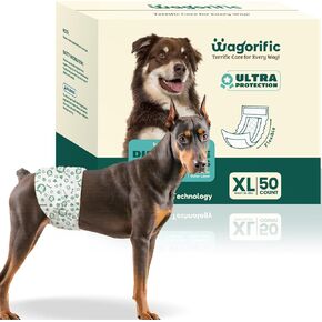 حفاضات الكلاب للكلاب الذكور يمكن التخلص منها - L 50count - مقاومة للتسرب والامتصاص الفائقة - لسلس السلس والحرارة والتدريب على القعادة والسفر in Kuwait