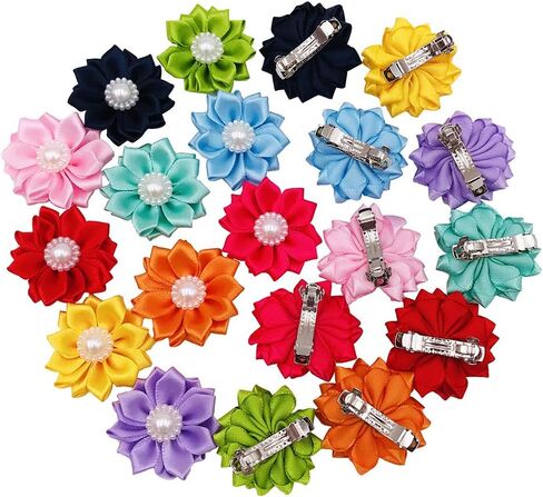 PET SHOW 10Pairs/Pack Flower Dog Hair Bows for Small Medium Dogs Yorkie Girl Boy Flower Bows with Rubber Band Doggies Cat Grooming Hair Accessories for Party Birthday in Kuwait