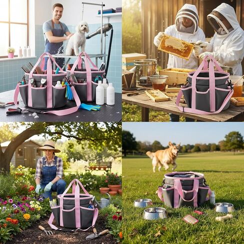 حقيبة حمل Abbylike Grooming للخيول تنظيم Tack Tool Tools FerverioS Care Care مع جيوب متعددة مع 7 جيوب للمستلزمات (خمر ، 15 × 12 × 5.5 بوصة ، الكاكي والأسود) in Saudi Arabia