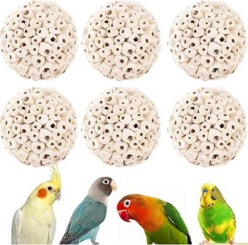 Bird Toys Sola Balls 2.36 '' - 6pcs ، لعبة علف الطيور ، لعبة Sola atta sole ، لعبة Parrot Pherred Toy لشحذ المخالب والمنقرق للكوكاتيل ، الببغاوات ، conure ، الطيور الحب ، الببتوغ والطيور الصغيرة in Kuwait