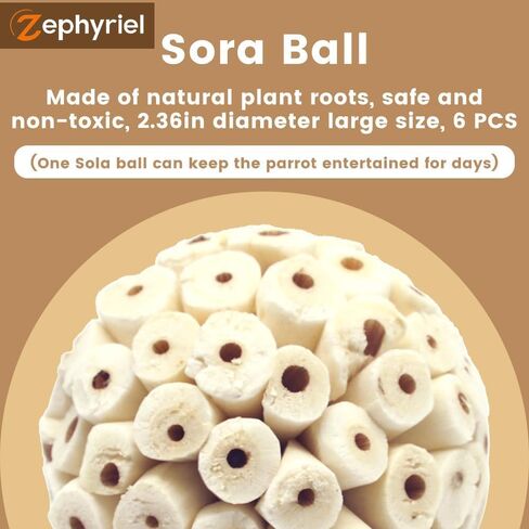 Bird Toys Sola Balls 2.36 '' - 6pcs ، لعبة علف الطيور ، لعبة Sola atta sole ، لعبة Parrot Pherred Toy لشحذ المخالب والمنقرق للكوكاتيل ، الببغاوات ، conure ، الطيور الحب ، الببتوغ والطيور الصغيرة in Kuwait
