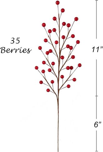 17" Pearl White Berry Stem Picks - 12-Pack Decorative Sprays for Weddings, Christmas Tree Decor, Arrangements, DIY Crafts, with 35 Berries on Each Stem in Kuwait