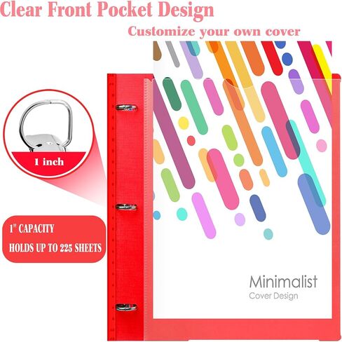 Infun 1 Inch Telescoping 3 Binder Binder Black+White - 4 PCS ， عددات مرنة مع غطاء أمامي قابل للتخصيص وجيب كتالوج واضح ، وحلقة 1 بوصة 3 ، 225 صفيحة in Kuwait