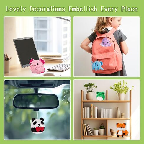 Crochet Kit for Beginners, Make 3 Amigurumi Crochet Animals with Step-by-Step Video Tutorials, Complete Starter Kit for Adults, Kids and Teens, Perfect DIY Craft Gift to Learn Crocheting in Kuwait