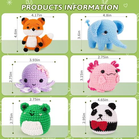 Crochet Kit for Beginners, Make 3 Amigurumi Crochet Animals with Step-by-Step Video Tutorials, Complete Starter Kit for Adults, Kids and Teens, Perfect DIY Craft Gift to Learn Crocheting in Kuwait