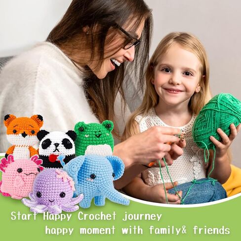 Crochet Kit for Beginners, Make 3 Amigurumi Crochet Animals with Step-by-Step Video Tutorials, Complete Starter Kit for Adults, Kids and Teens, Perfect DIY Craft Gift to Learn Crocheting in Kuwait