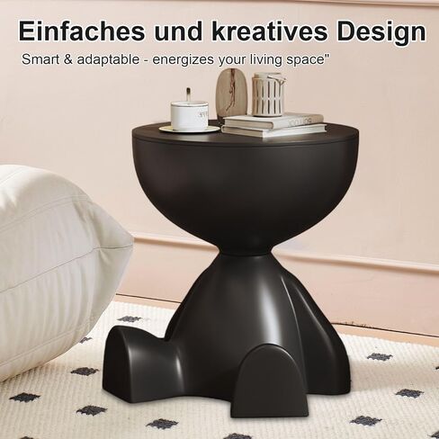 Small Modern Bowl-Shaped Side Table, Sculptural Round Storage Table with Display Top, Black (Grey M) in Saudi Arabia