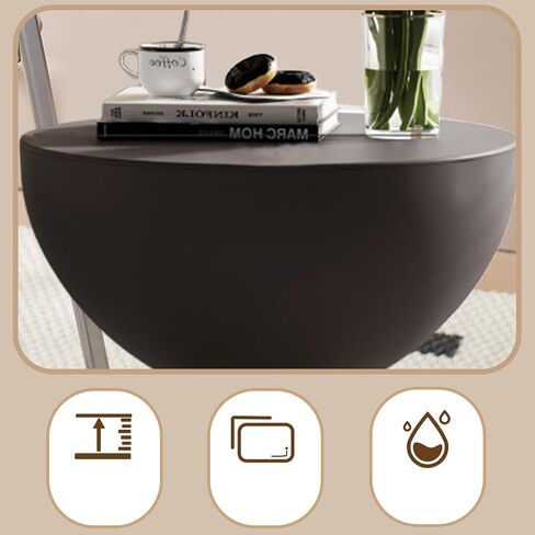 Small Modern Bowl-Shaped Side Table, Sculptural Round Storage Table with Display Top, Black (Grey M) in Saudi Arabia