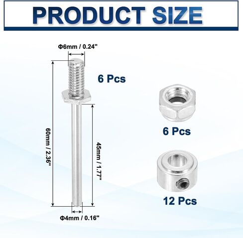 MECCANIXITY 15/64 Inch Diameter x 2.95 Inch Length 6 Set Landing Gear Axle Shaft Drive Axle with Nuts Wheel Stop Collar for RC Airplane in Saudi Arabia