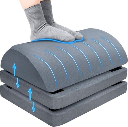 Foot Rest for Under Desk at Work with 3 Adjustable Heights Foam Under Desk Footrest with Washable Cover,Foot Stools for Office,Home and Car,Grey in Kuwait