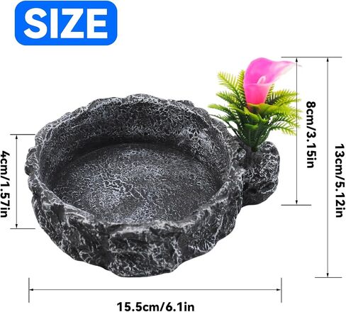 Reptile Water Dish Food Bowl,Corner Rock Terrarium Feeding Bowl Hermit Crab Water,Reptile Feeder Food and Water Dish,Tortoise, Lizard, Gecko, Chameleon, Bearded Dragon in Saudi Arabia