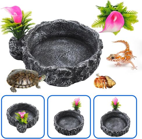 Reptile Water Dish Food Bowl,Corner Rock Terrarium Feeding Bowl Hermit Crab Water,Reptile Feeder Food and Water Dish,Tortoise, Lizard, Gecko, Chameleon, Bearded Dragon in Saudi Arabia