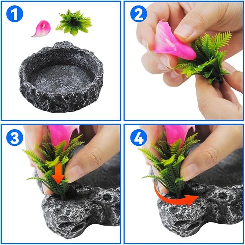 Reptile Water Dish Food Bowl,Corner Rock Terrarium Feeding Bowl Hermit Crab Water,Reptile Feeder Food and Water Dish,Tortoise, Lizard, Gecko, Chameleon, Bearded Dragon in Saudi Arabia