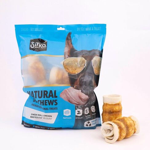 Sitka Farms Cheek Roll Natural 3-4" (Printed Bag X 3 UN) (3 Count, Natural) in Kuwait