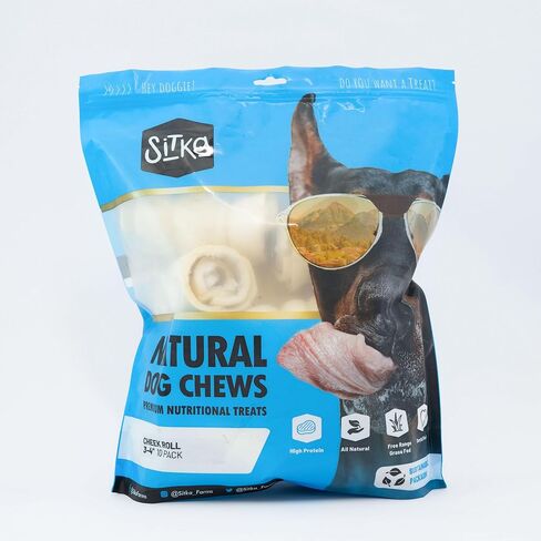 Sitka Farms Cheek Roll Natural 3-4" (Printed Bag X 3 UN) (3 Count, Natural) in Kuwait