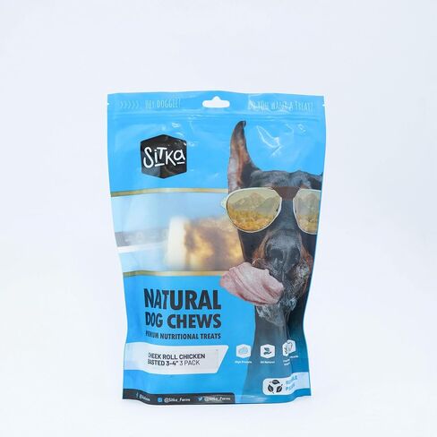 Sitka Farms Cheek Roll Natural 3-4" (Printed Bag X 3 UN) (3 Count, Natural) in Kuwait