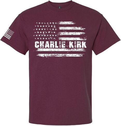 Trenz Shirt Company Men's Graphic Thirt - Charlie Kirk USA Flag Design Design Design Short in Kuwait