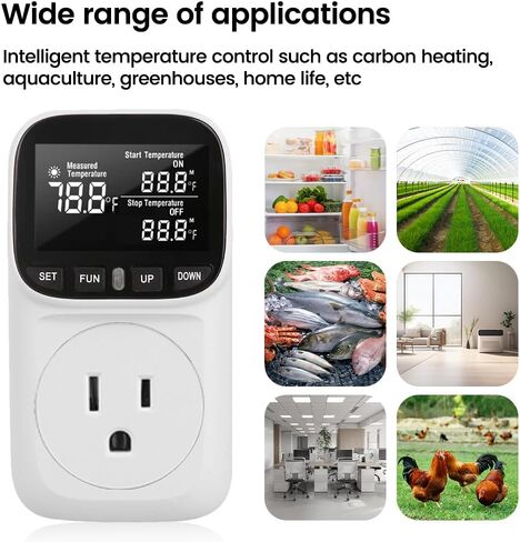 Diymore Plug in Digital Thermostat Temperature Controller,1800W,120V / 15A,-104℉~210℉, Heating Cooling Mode Solar Controller Incubator Thermometer Reptile Greenhouse Thermostat Pool Thermometer in Saudi Arabia