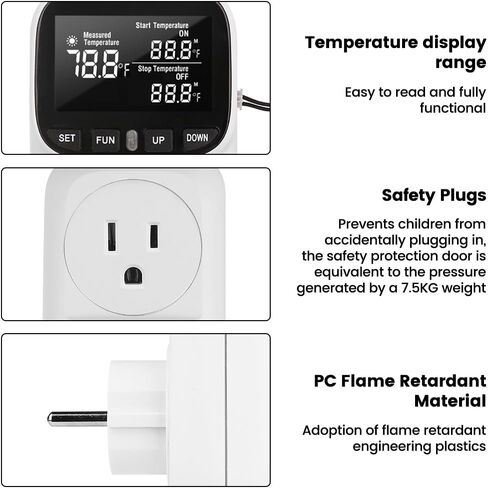 Diymore Plug in Digital Thermostat Temperature Controller,1800W,120V / 15A,-104℉~210℉, Heating Cooling Mode Solar Controller Incubator Thermometer Reptile Greenhouse Thermostat Pool Thermometer in Saudi Arabia